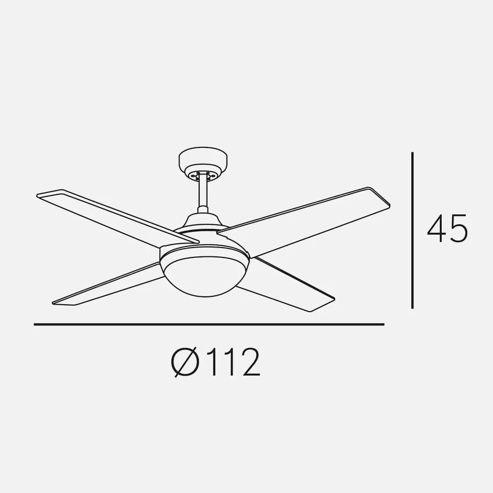 Ventilador Dc Blanco Eolo 4 Aspas  2xe27  45x112d Control  Remoto