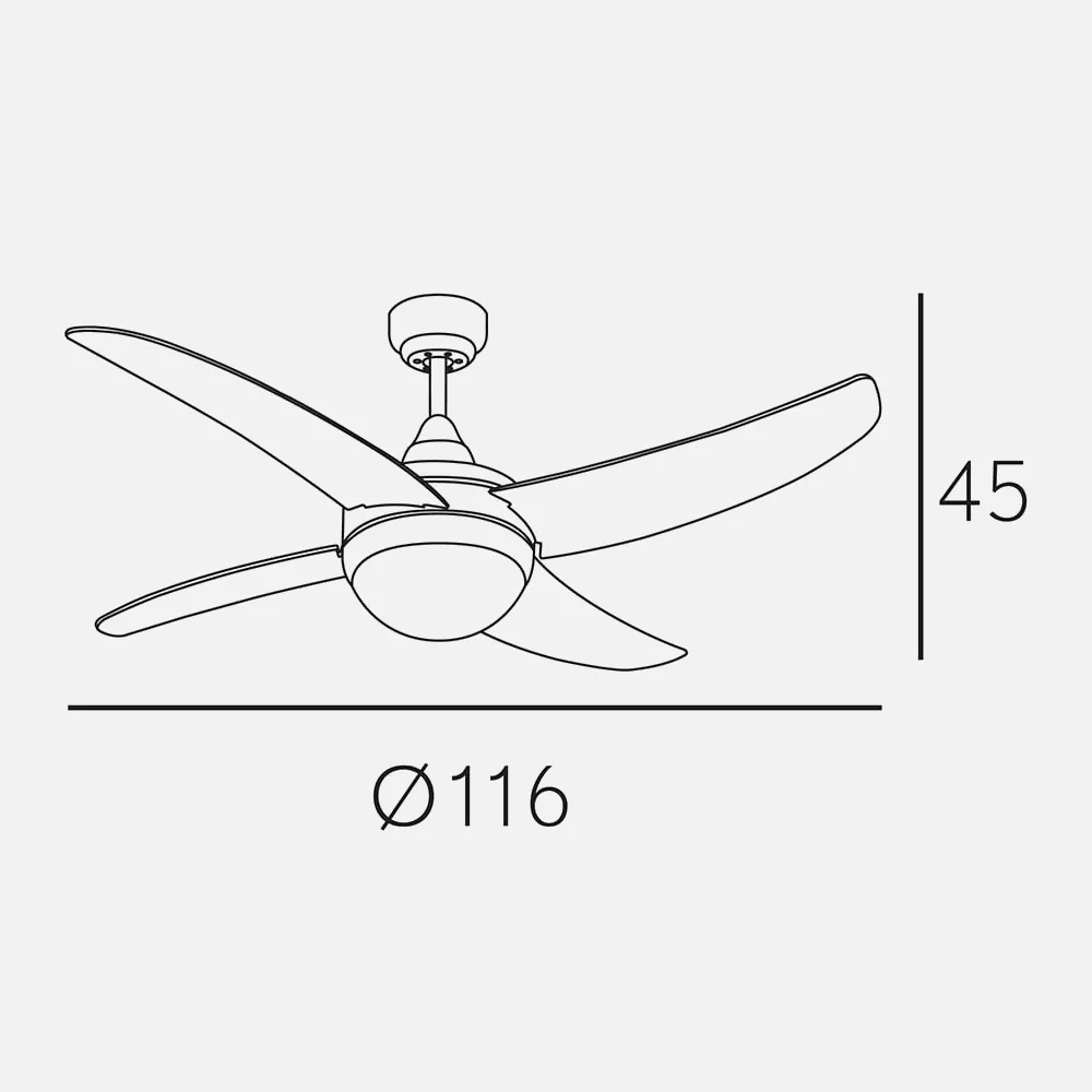 Ventilador Dc Blanco Osiris 4 Aspas Blancas 2xe27  45x116d Contro Remoto