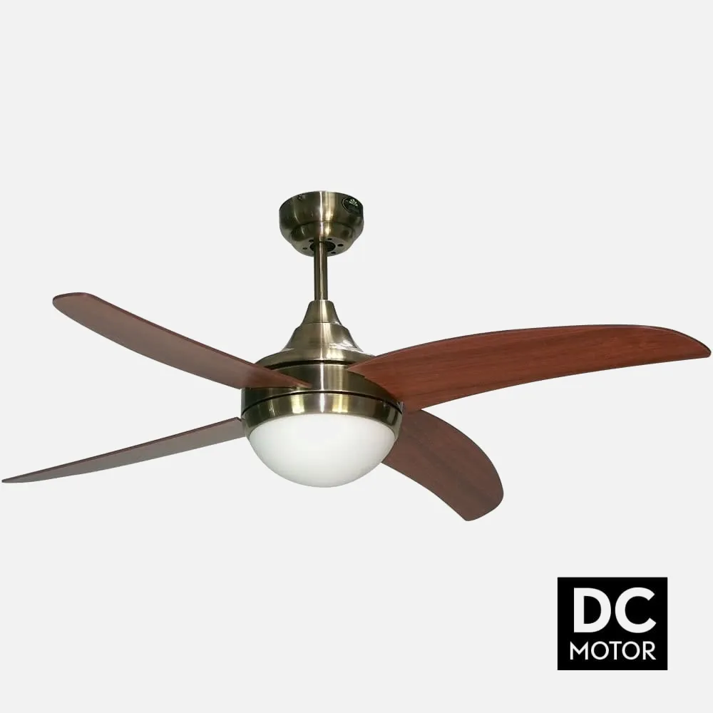 Ventilador Dc Cuero Osiris 4 Aspas Cerezo 2xe27  45x116d Contro Remoto
