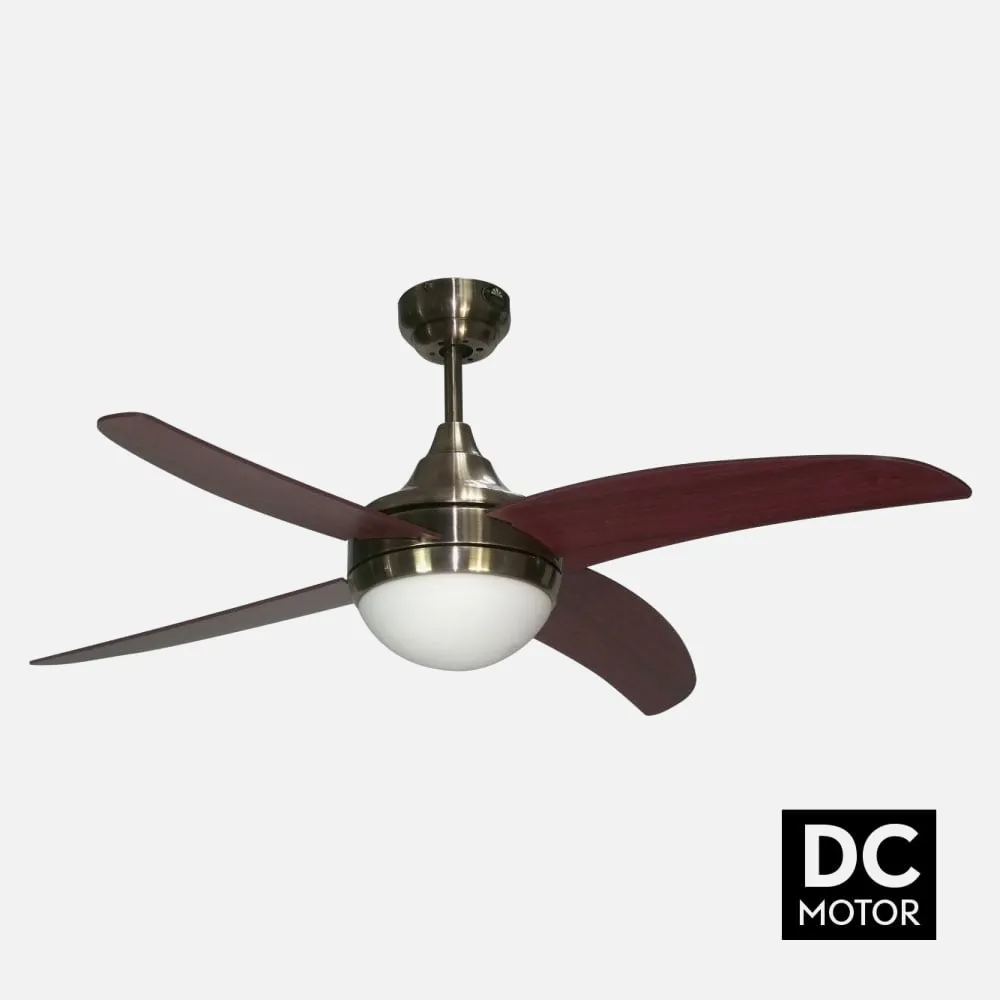Ventilador Dc Cuero Osiris 4 Aspas Nogal 2xe27  45x116d Contro Remoto