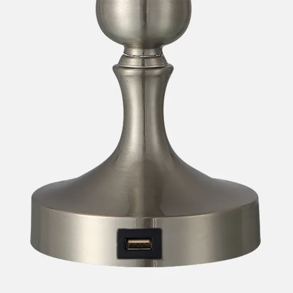 Sobremesa Khalifa 1xe27 Niquel 60´5x28x28 Cm Puerto Usb