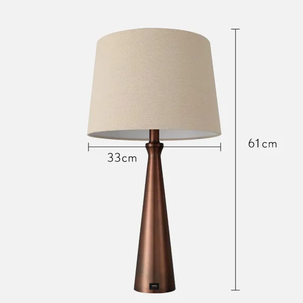 Sobremesa Pearl 1xe27 Marron 61x33x33 Cm Puerto Usb