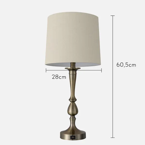 Table lamp Khalifa 1xe27 Leather 60´5x28x28 Cm Port Usb