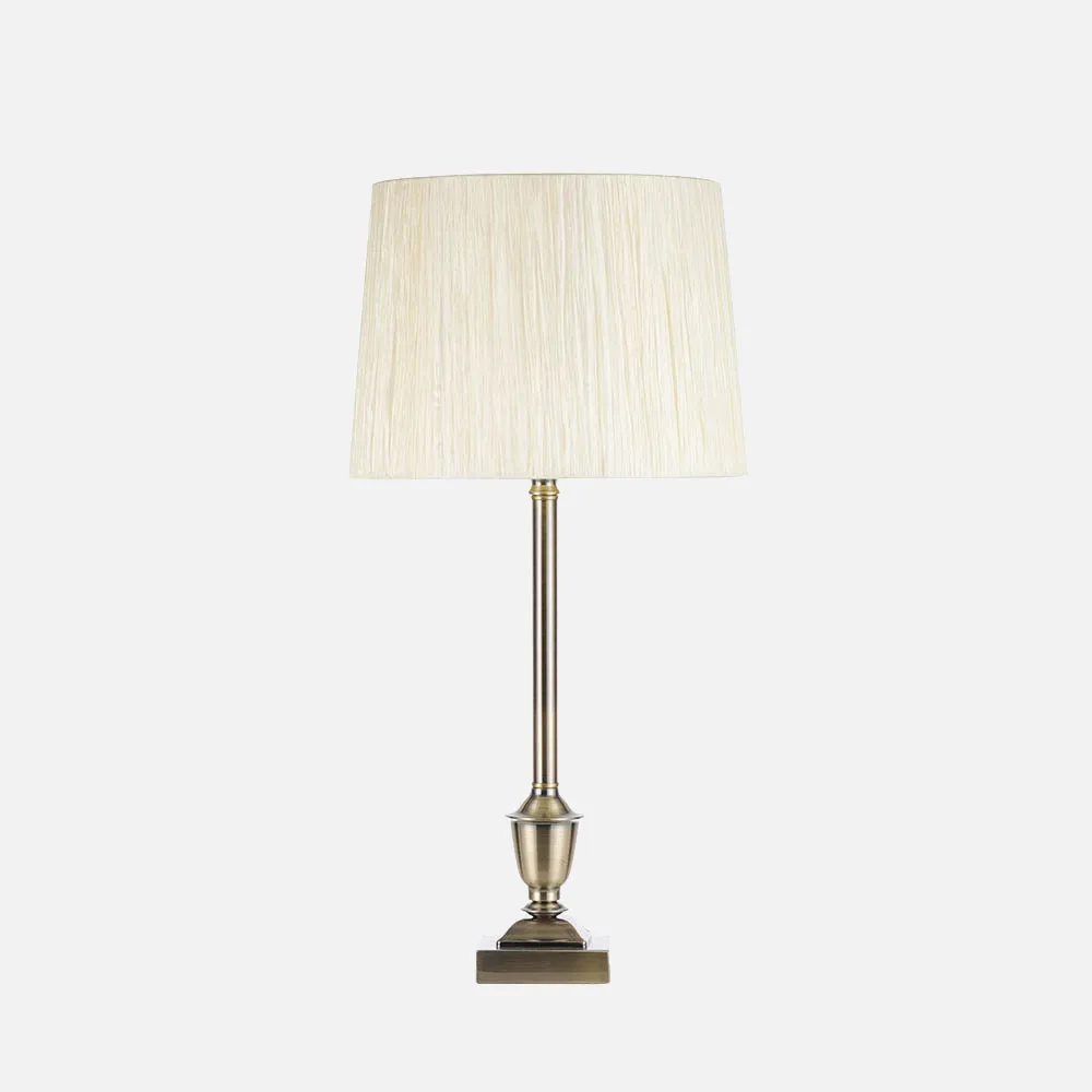 Sobremesa Roble 1xe27 Cuero C/pant Beis 60.5x30x30 Cm