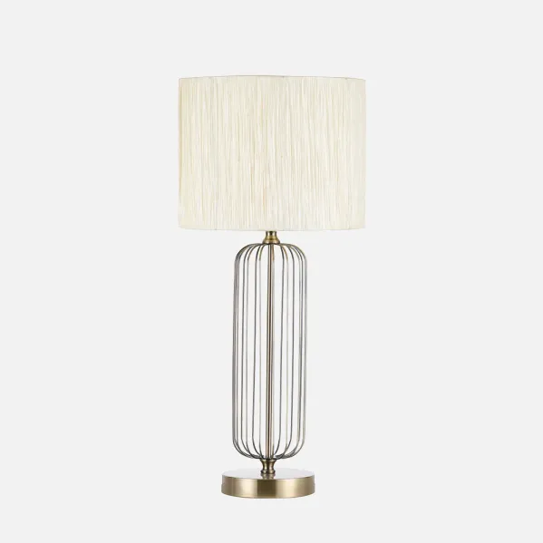 Table lamp Mansonia 1xe27 Leather C/pant Beige  66x30x30 Cm