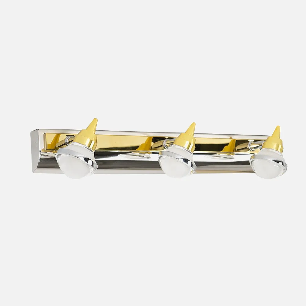 Aplique Baño 3 Focos Led 15w 6000k Cromo/oro 9x50x14 Cm Articulable Y Orientable
