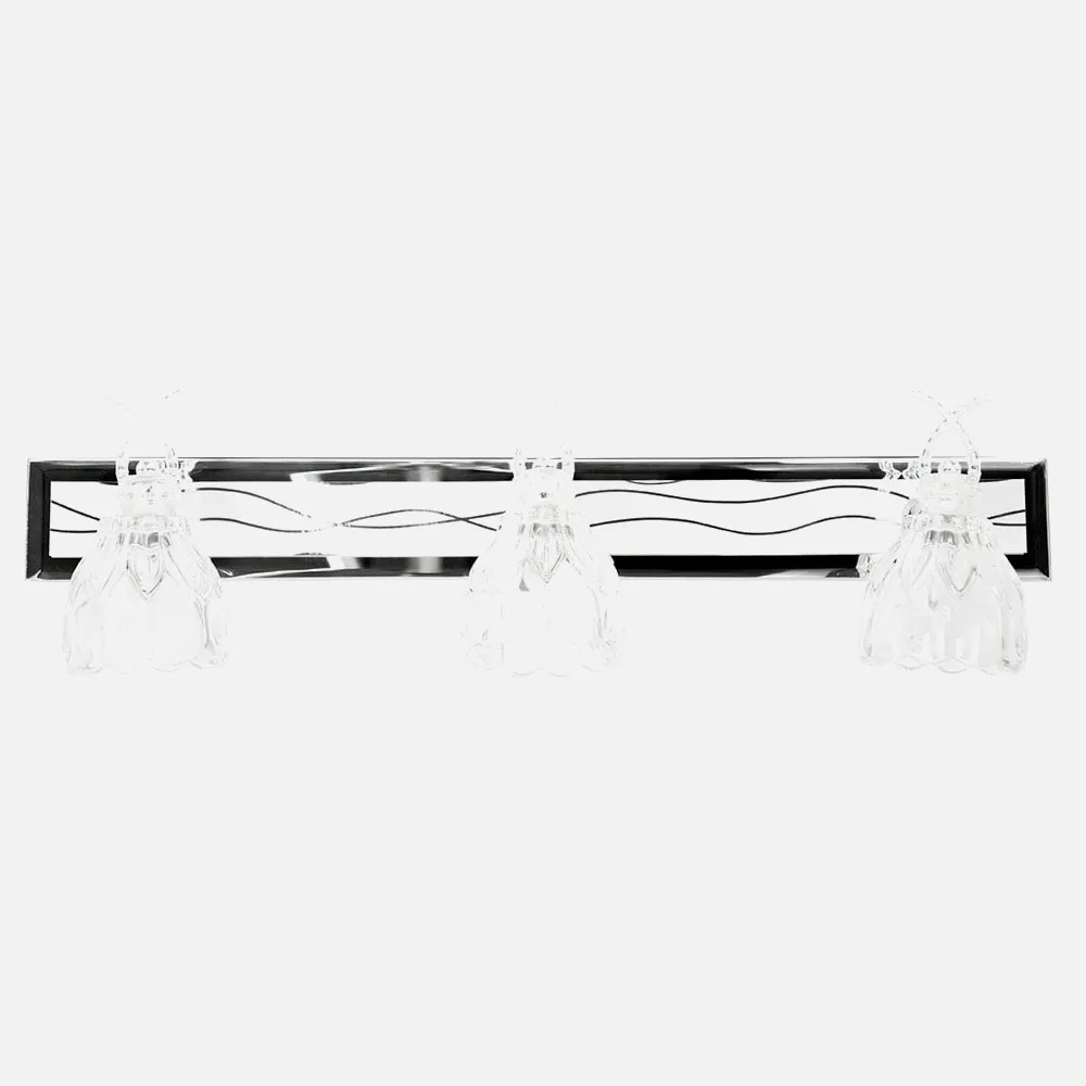 Aplique Baño 3 Focos Led 15w 6000k Blanco/espejo 13x50x14cm Cristal Tallado, Aticulable Y Orientable
