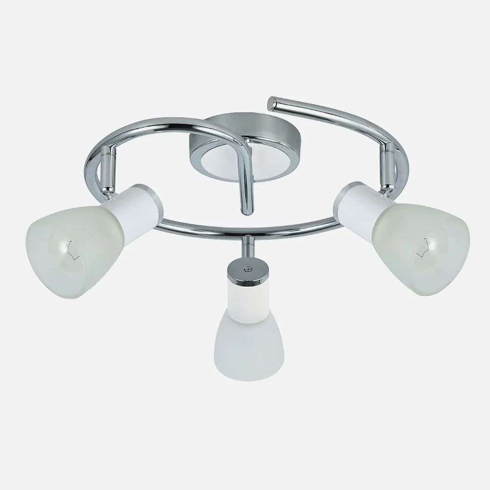 141953001 - Plafon Cholo3xe14  Blanco/cromo 16x34x34 Cm