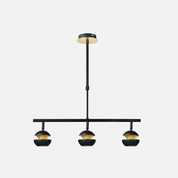 Pendant light Beethoven Black/gold 3xgu10