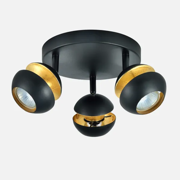Plafon Beethoven 3xgu10 Negro/oro 14x22x22 Cm