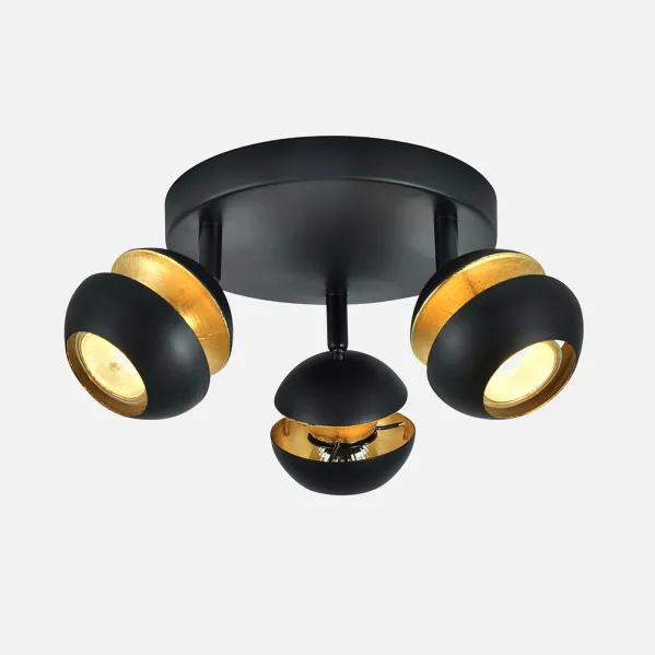 Plafon Beethoven 3xgu10 Negro/oro 14x22x22 Cm