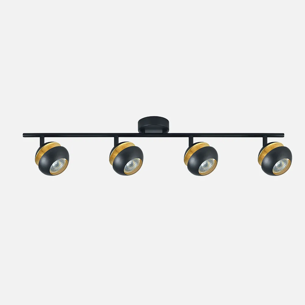 142094009 - Regleta Beethoven 4xgu10 Negro/oro  14x69,5x8,5 Cm