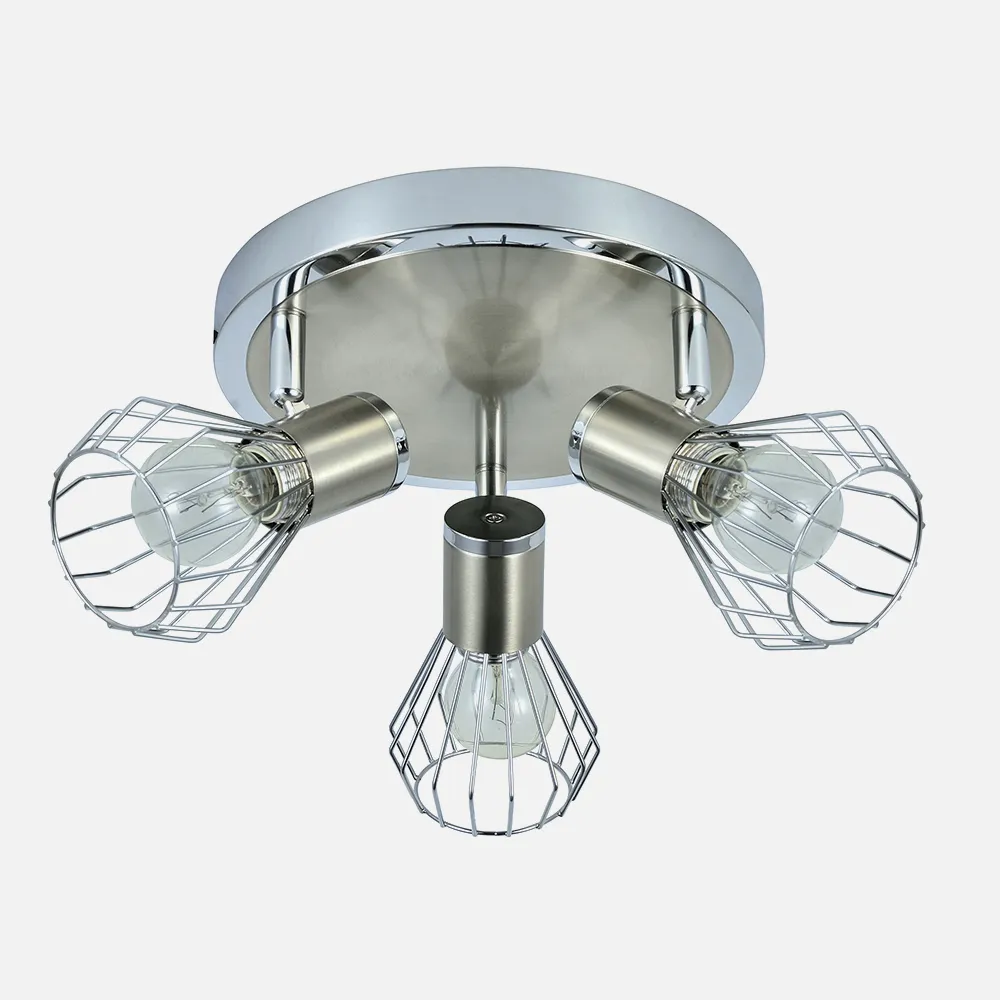 142283003 - Plafon Mateo 3xe14 Cromo/niquel 15x28x28 Cm