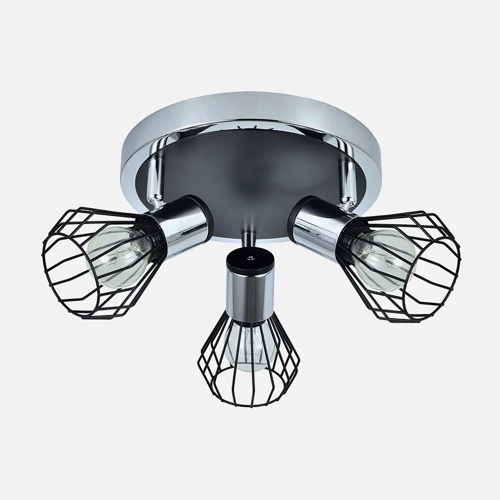 Plafon Mateo Cromo/negro 40w 3xe14