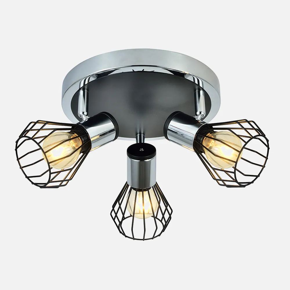 Plafon Mateo Cromo/negro 40w 3xe14