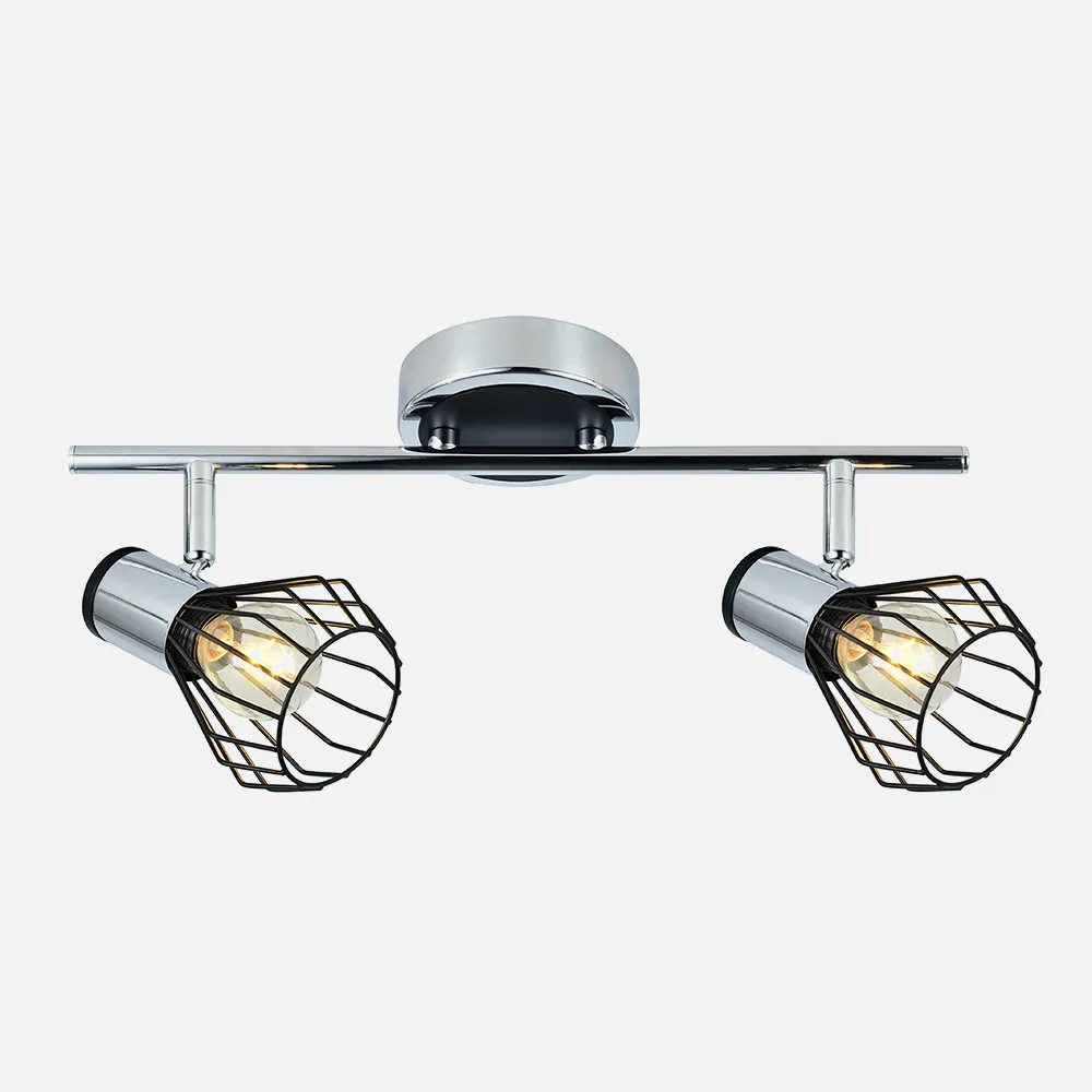 Regleta Mateo Cromo/negro 40w 2xe14