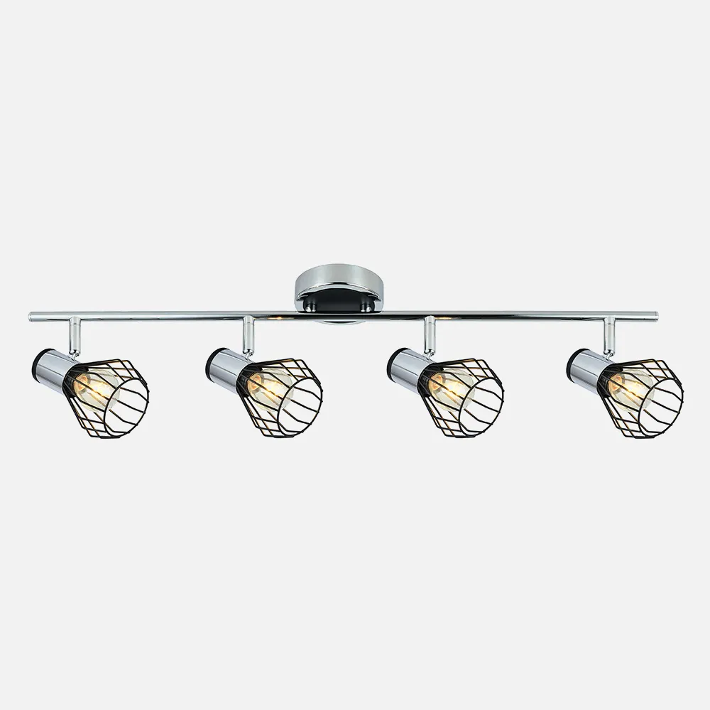 Regleta Mateo Cromo/negro 40w 4xe14