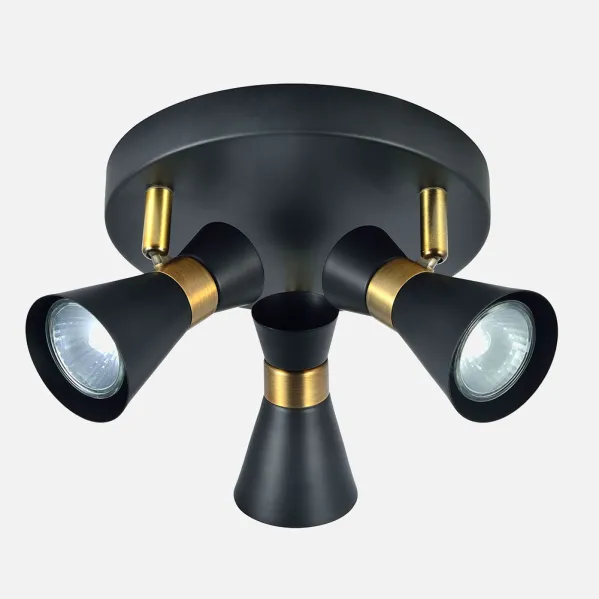 Luz de teto Maximo 3xgu10 Preto/couro 13x20x20 Cm
