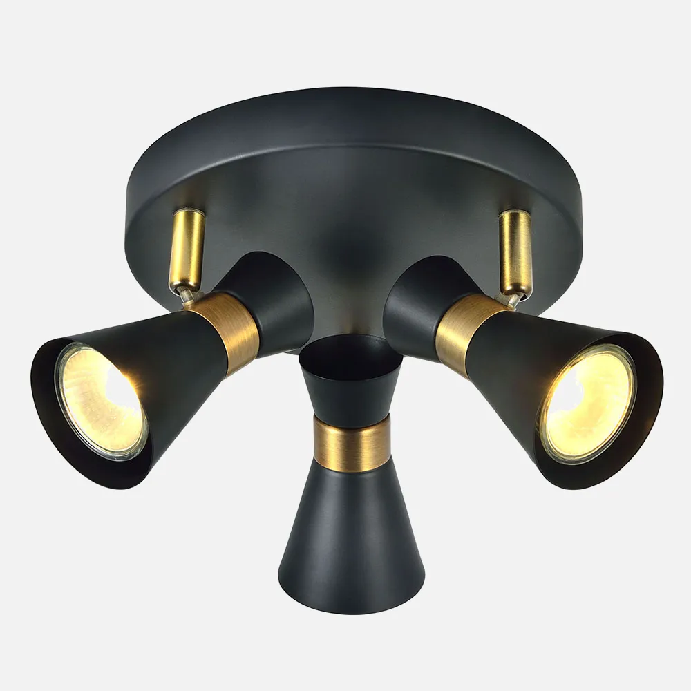 Plafon Maximo Negro/cuero 35w 3xgu10