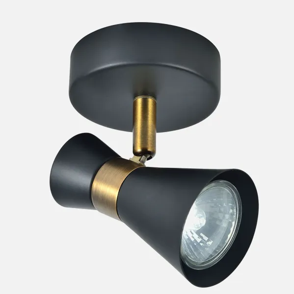 Spotlight Maximo 1xgu10 Preto/couro 15x12x8,5 Cm