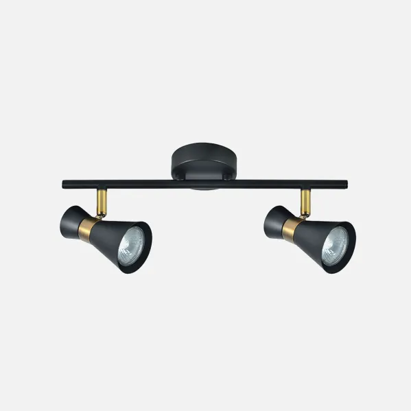 Batten light Máximo 2xgu10 Black/leather 15x36,5x8,5 Cm