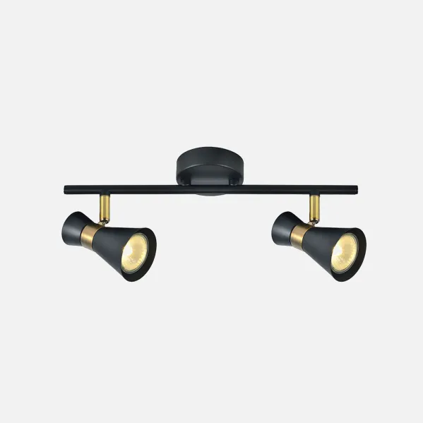 Batten light Máximo 2xgu10 Black/leather 15x36,5x8,5 Cm