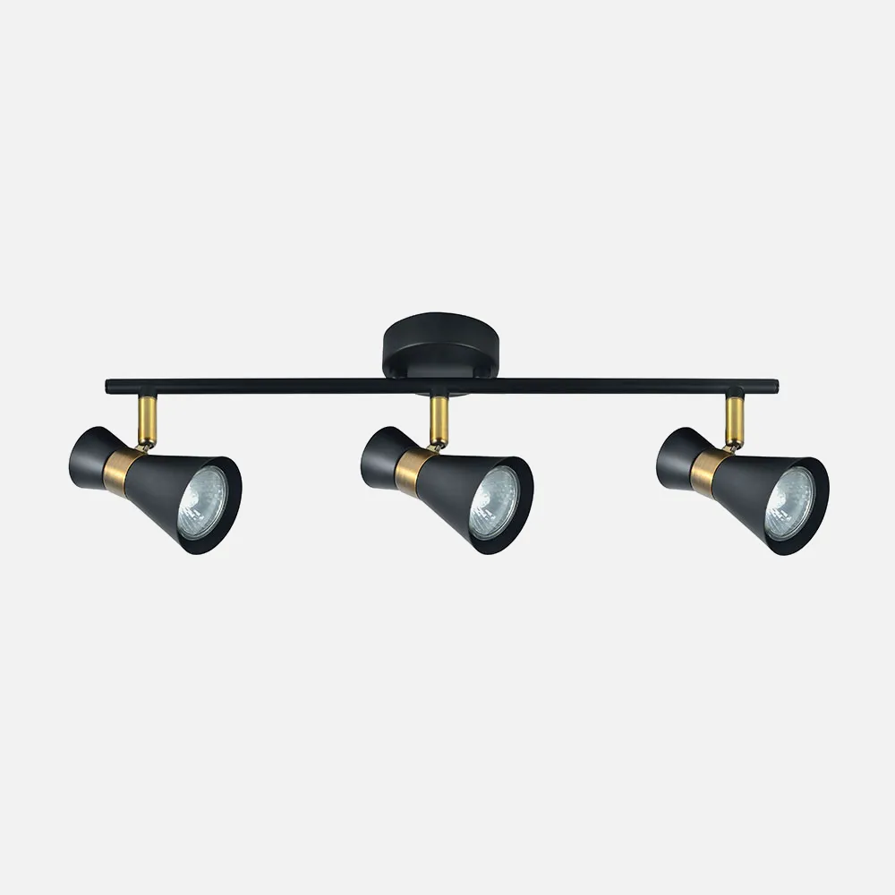 142393009 - Batten light Máximo 3xgu10 Black/leather 15x48,5x8,5 Cm