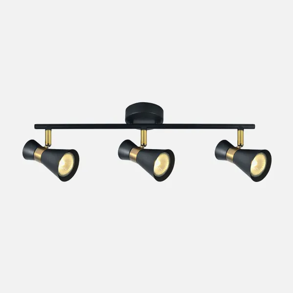 Batten light Máximo 3xgu10 Black/leather 15x48,5x8,5 Cm