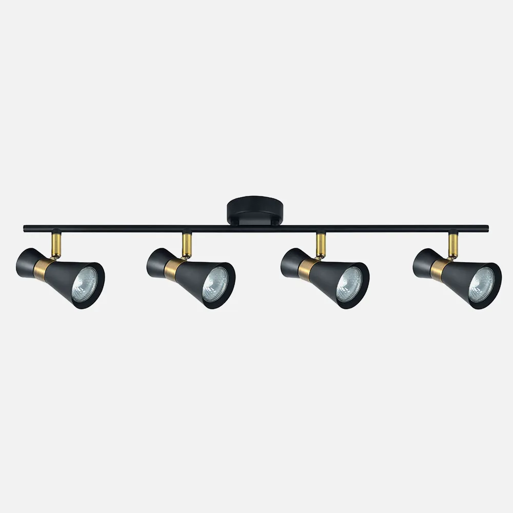 142394009 - Batten light Máximo 4xgu10 Black/leather 15x69,5x8,5 Cm