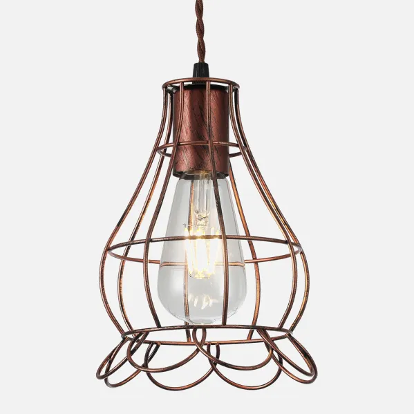 Colgante Rustico Herraje 1xe27  Marron Regx16x16 Cm