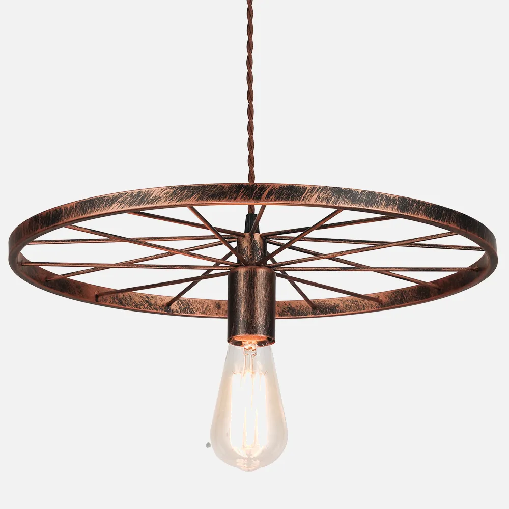 Colgante Mirlo 1xe27 Rueda Marrón Óxido Regx41d