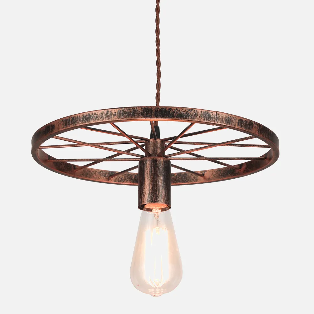 Colgante Mirlo 1xe27  Rueda Marrón Óxido Regx30d