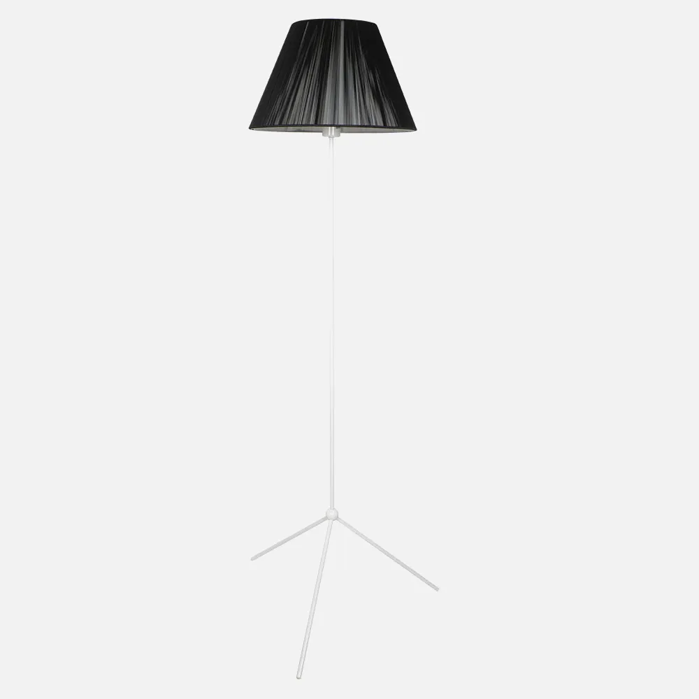 99.TRIP41001 - Pie De Salon 1xe27 Blanco C/pantalla Hilo Negro 40x40x150 Cm