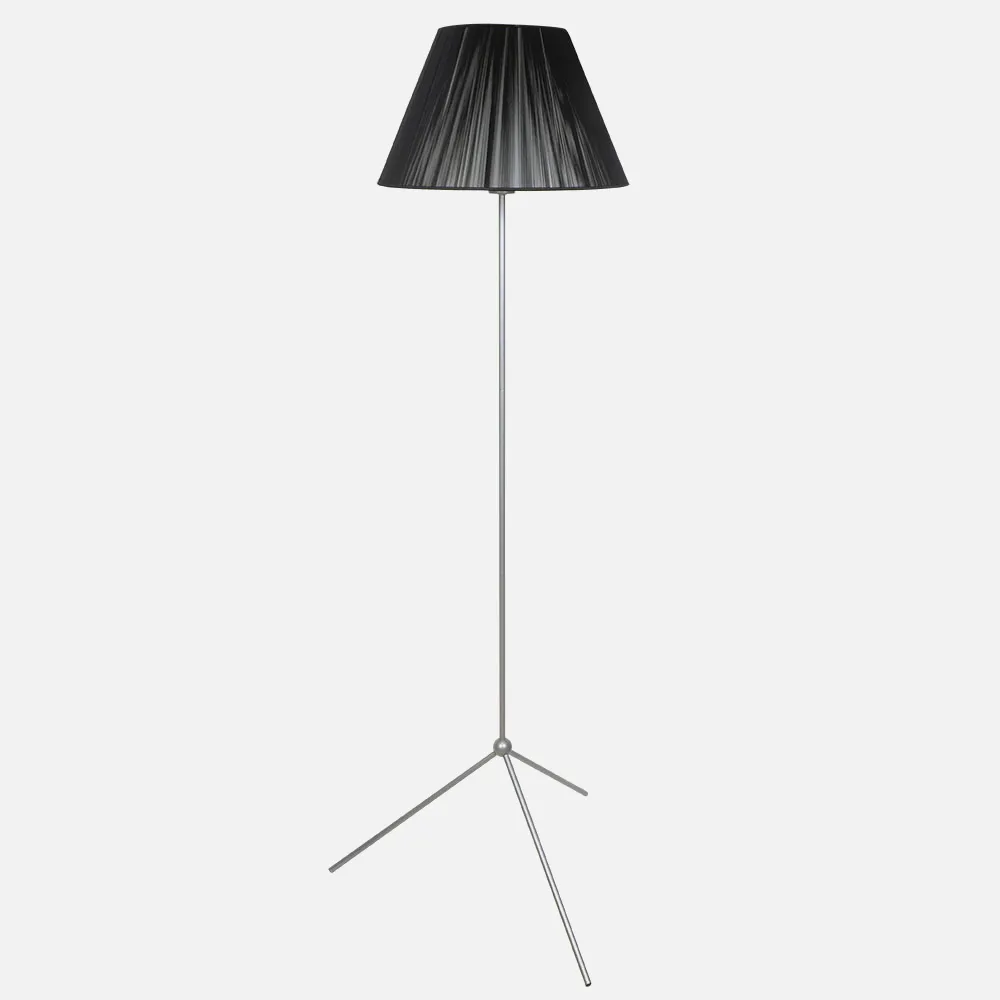 99.TRIP41010 - Floor lamp 1xe27 Silver w/lampshade Black Thread 40x40x150 Cm