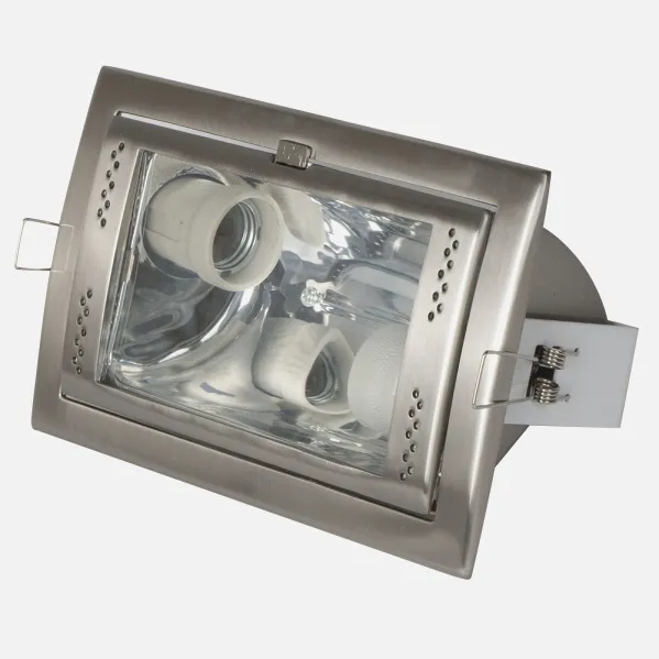 Downlight Rectangular  Recessed 2xe27 Nickel 10x21,5x14,5 Cm Cut-out 21,5x13,5cm