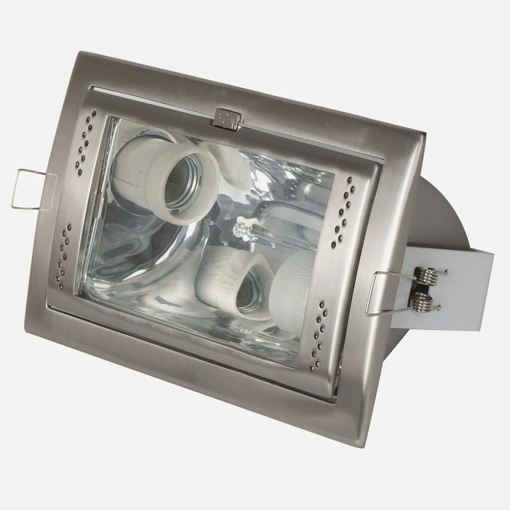 Downlight Rectangular  Empotrar 2xe27 Niquel 10x21,5x14,5 Cm Corte 21,5x13,5cm