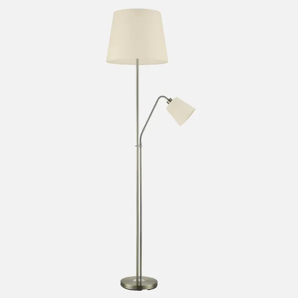 Pie De Salon Arturo 1xe27+1xe14 C/lector Cuero C/pant Beig 1,8m