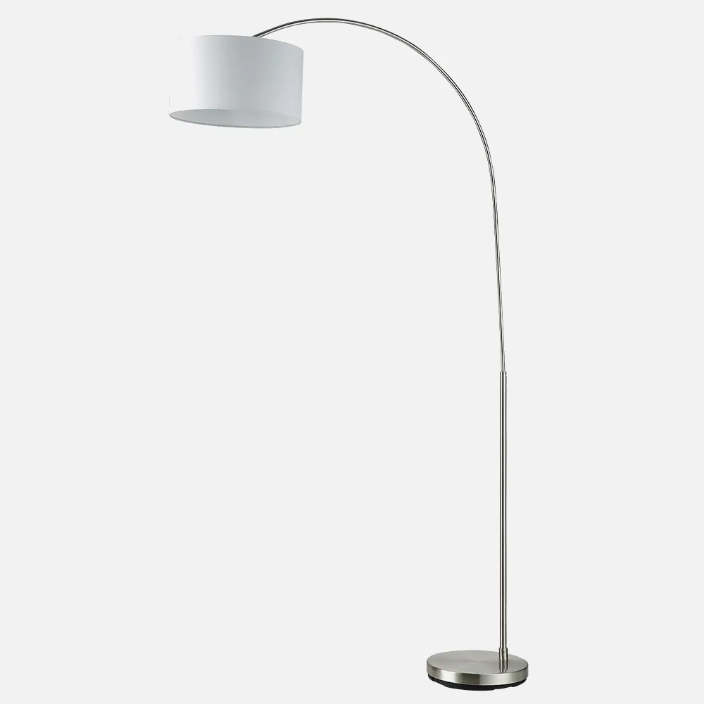 Pie De Salon Polux 1xe27 Niquel C/pant Blanca (165x90x34)(18x34x34) Cm