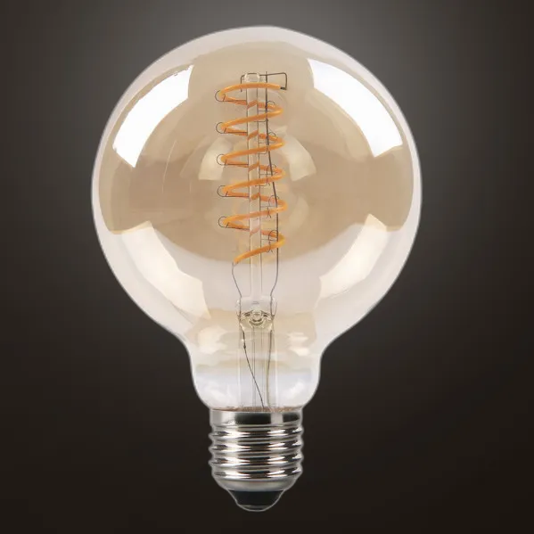 Bulb Filamen.spiral Vert.globe 13x9,5d 4w   E27 Amber 250 Lm 2200k