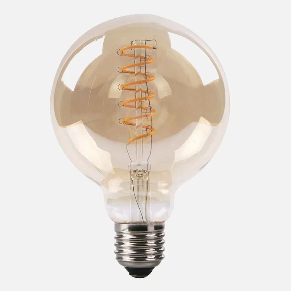 14144114B - Bombilla Filamen.spiral Vert.globo 13x9,5d 4w   E27 Ambar 250 Lm 2200k