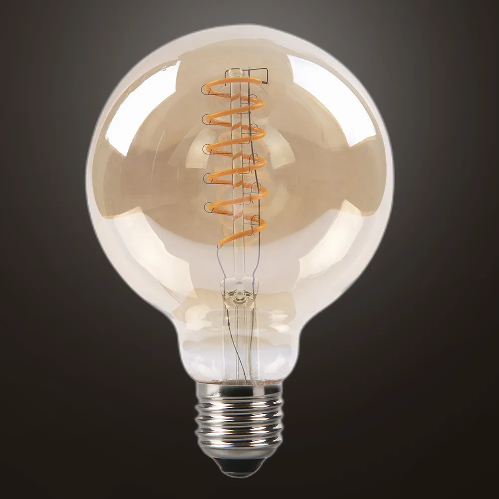 14144114B - Bulb Filamen.spiral Vert.globe 13x9,5d 4w   E27 Amber 250 Lm 2200k