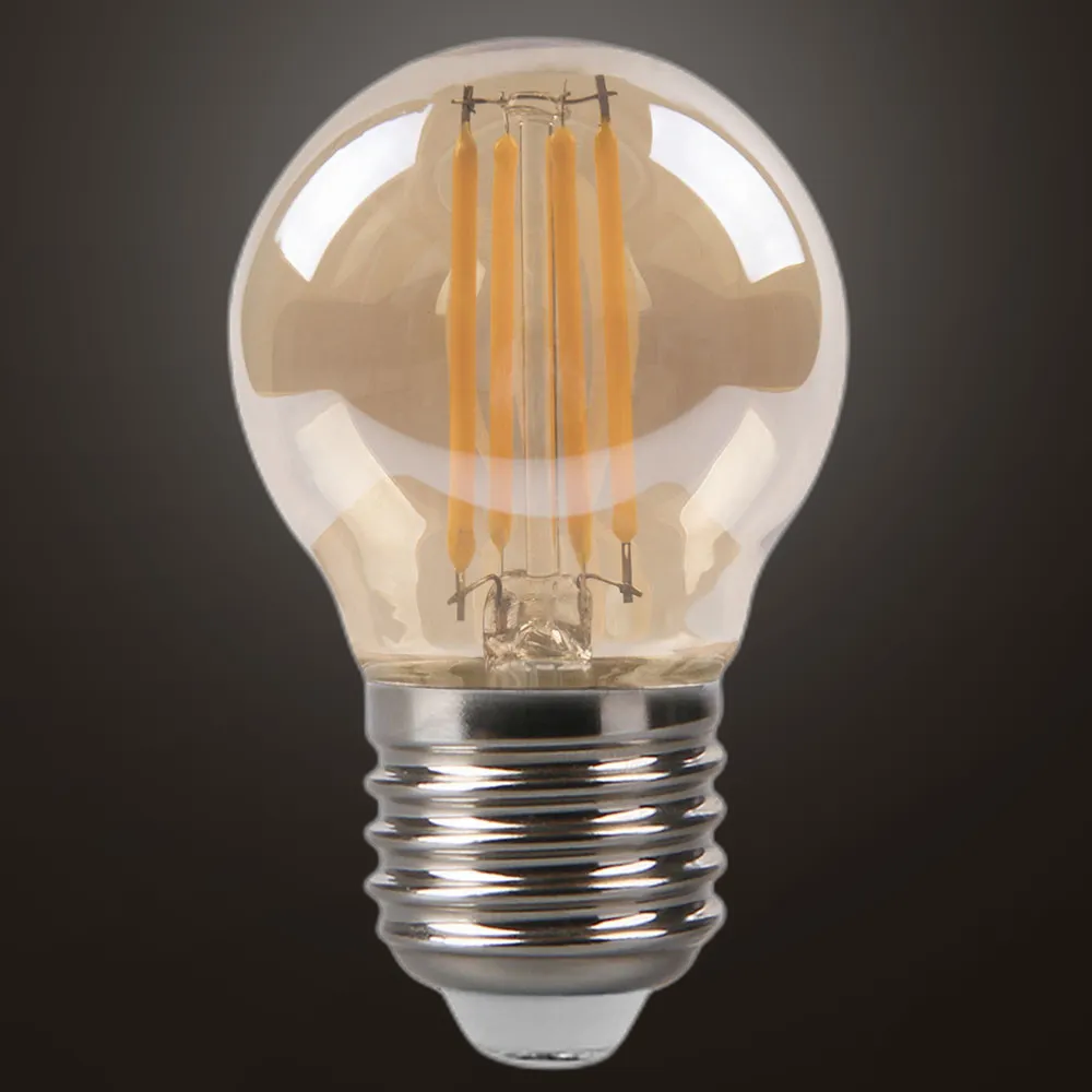 Bombilla Filamento Esferica 7x4,5d 4w 380lm E27 Ambar 2700k