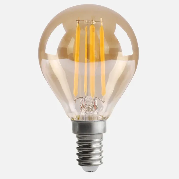 Bombilla Filamento Esferica 7x4,5d 4w 380lm E14  Ambar 2700k