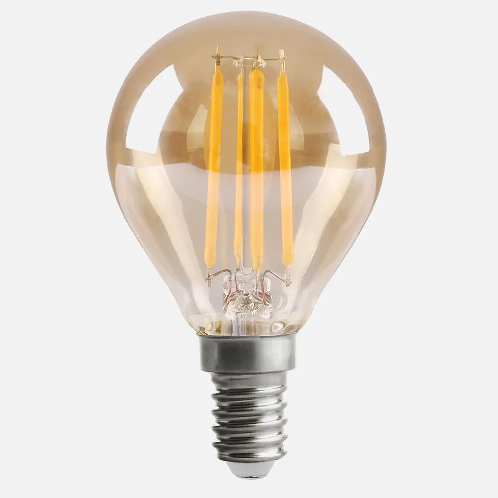 Bombilla Filamento Esferica 7x4,5d 4w 380lm E14 Ambar 2700k