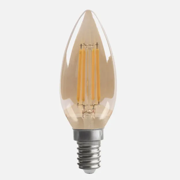 Bombilla Filamento Vela 10x3,5d 4w Regulable E14  330lm Ambar 2700k