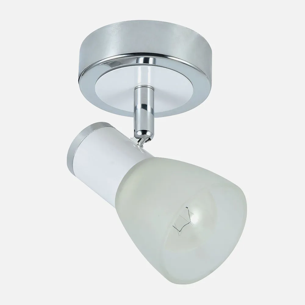 141981001 - Foco Cholo 1xe14 Blanco/cromo 14x8,5x11,5 Cm