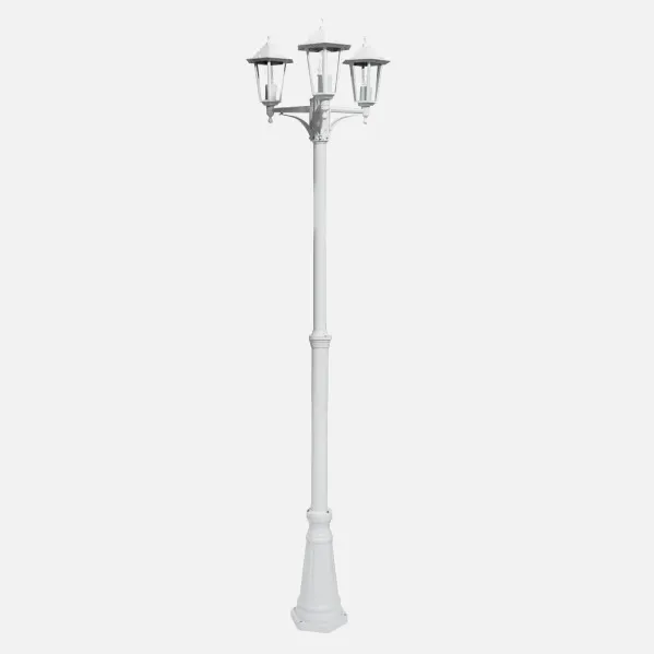 Farola Exterior Aluminio Auriga 3xe27 Blanco Ip44 220x62x62 Cm  Regulable En Altura