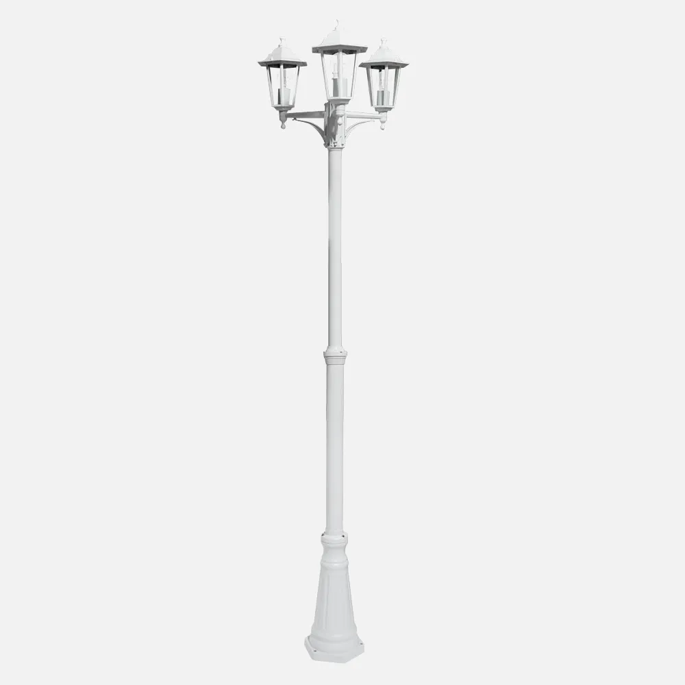 Farola Exterior Aluminio Auriga 3xe27 Blanco Ip44  220X62X62 CM  