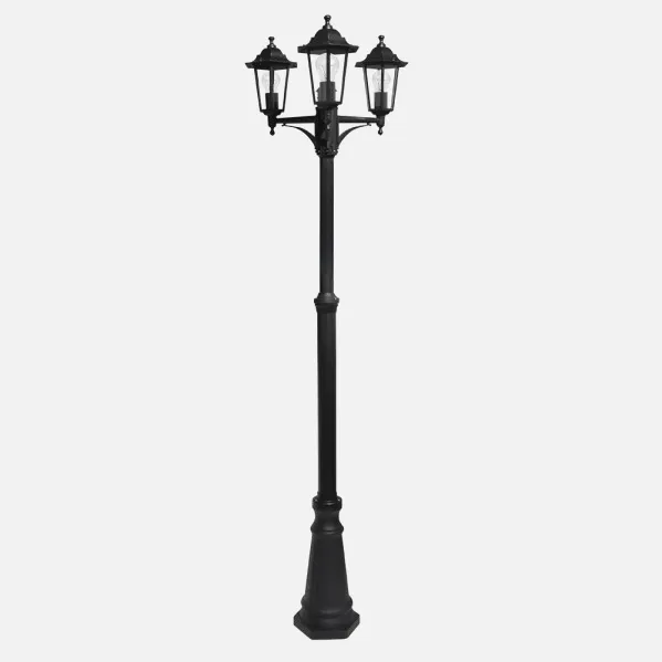 Farola Exterior Aluminio Auriga 3xe27 Negro Ip44 220x62x62 Cm  Regulable En Altura