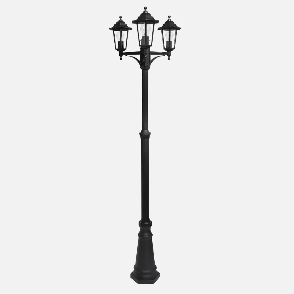 Farola Exterior Aluminio Auriga 3xe27 Negro Ip44  220X62X62 CM  